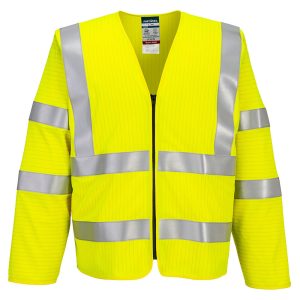 FR-vest Portwest FR616 flammehemmende hi-vis gul med refleksbånd og lange ermer