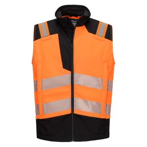 Flammehemmende softshell vest Portwest FR719 - orange/svart multinorm sertifisert