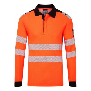 Flammehemmende poloskjorte Portwest FR734 - orange hi-vis med refleks for industrisikkerhet