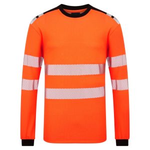 Flammehemmende t-skjorte Portwest FR736 orange/svart med hi-vis refleks og langermede