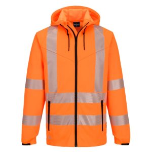 Hi-vis hettegenser Portwest KX303 i oransje med refleksbånd og glidelås